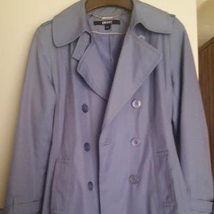 Dusty blue rain/trench coat. Excellent condition